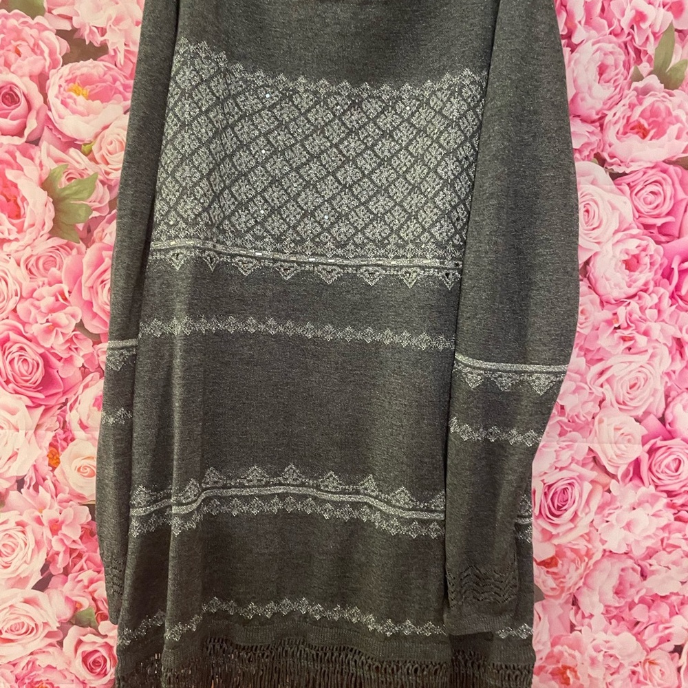 White House Black Market Gray Off-the-Shoulder Sweater
